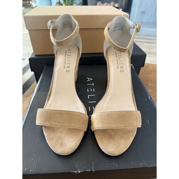 Ateliers Camel Suede Block Heel - Picture 1 of 5